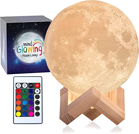 Remote/Touch Control, USB Rechargeable, 3D Kids Moon Night Light Ball